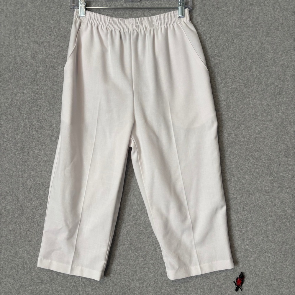 Briggs New York Women's 8 Capri Pants Cropped White Elastic Waist Made USA Y2K